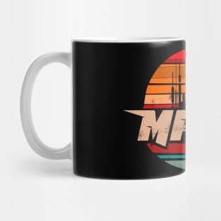 Mars vintage sun stripes distressed retro badge logo emblem Mug